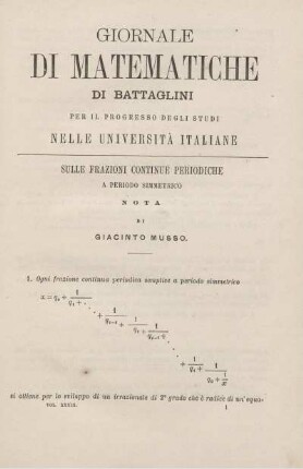 Sulle frazioni continue periodiche a periodo simmetrico.