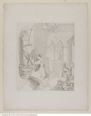 Gretchen im Klosterhof kniend vor der Mater Dolorosa