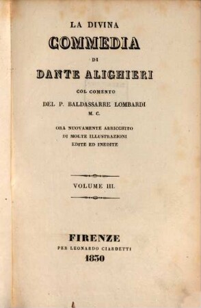 La divina commedia di Dante Alighieri. 3
