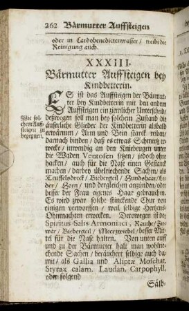 XXXIII. Baermutter Auffsteigen bey Kindbetterin - XL. Lactis coagulatio. Milch in Bruesten gerinnen