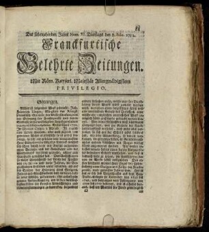Num. XI. Dienstags den 8. Febr. 1752 - Num. XX. Freytags den 10. Mart. 1752