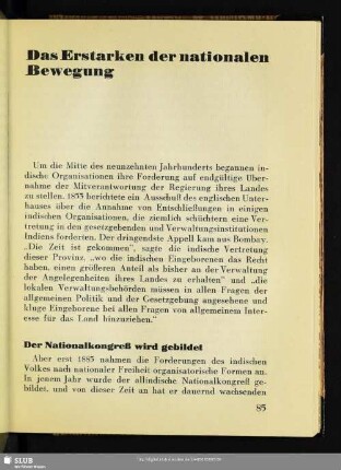 Das Erstarken der nationalen Bewegung