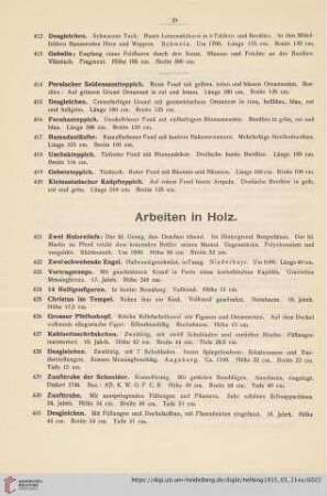 Arbeiten in Holz (Nr. 421-435)