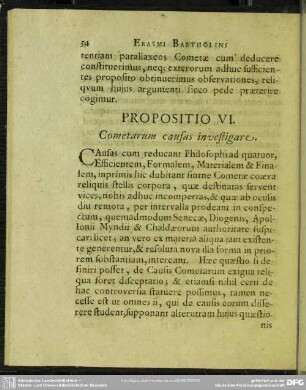 Propositio VI. Cometarum causas investigare