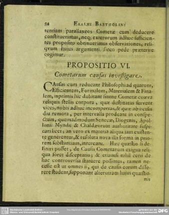 Propositio VI. Cometarum causas investigare