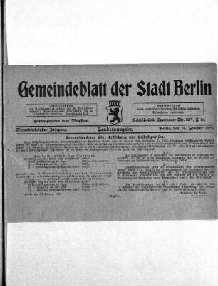 Sonderausgabe, 10. Februar 1923