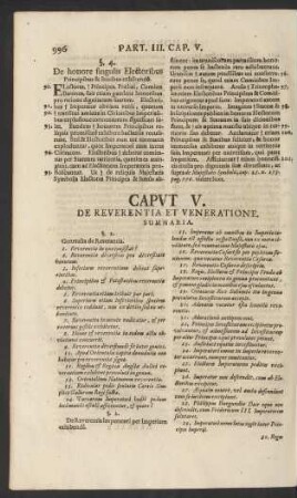 Caput V. De Reverentia Et Veneratione.
