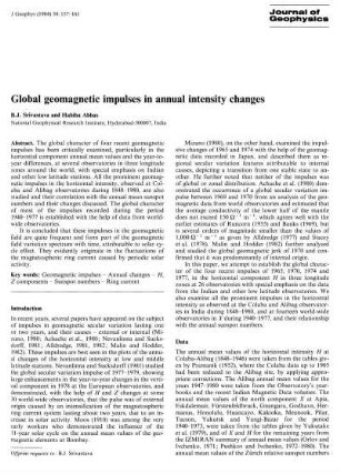 Global geomagnetic impulses in annual intensity changes