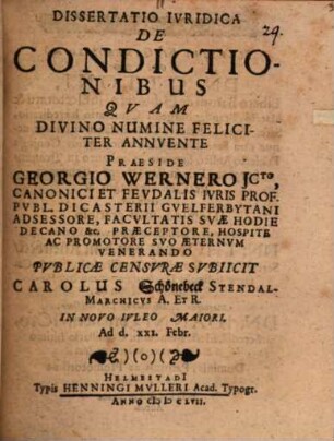 Diss. iur. de condictionibus