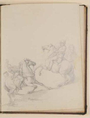 Zwei Soldaten zu Pferde im Zweikampf, Kopie nach Philips Wouwerman [aus einem Skizzenbuch von unbekannter Hand, evtl. des Louis Thomassin]