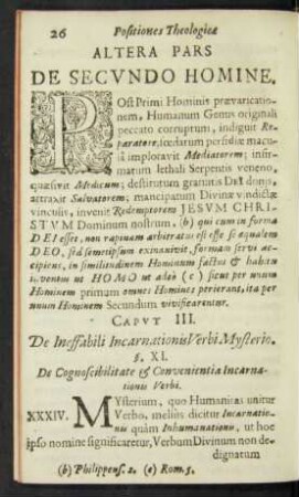 Caput III. De Ineffabili Incarnationis Verbi Mysterio.