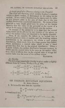 On cognate riccatian equations.