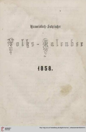 Humoristisch-Satyrischer Volks-Kalender für 1858