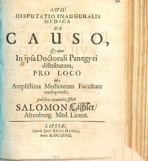 Disputatio Inauguralis Medica De Causo