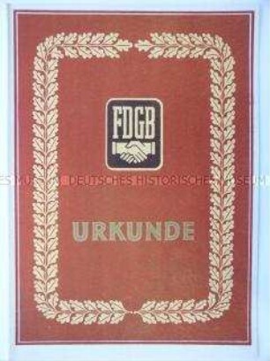 FDGB-Urkunde zur Fritz-Heckert-Medaille