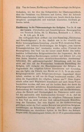 354-356 [Rezension] Leeuw, Gerardus van der, Einführung in die Phänomenologie der Religion