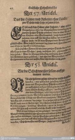 Der 58. Artickel. Wie die Schichtmeister sollen anffgenommen werden.