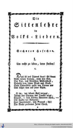 Die Sittenlehre in Volksliedern.