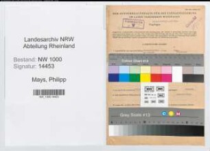 Entnazifizierung Philipp Mays, geb. 04.07.1894 (Postangest.)