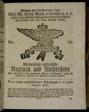 No. 36. Montags, den 7ten Septembr. 1750.