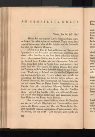 An Henriette Wulff [1843]