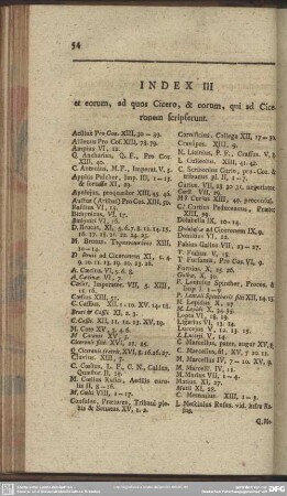 Index III et eorum, ad quos Cicero, & eorum, qui ad Ciceronem scripserunt