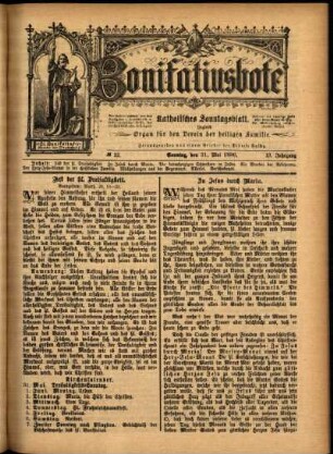 Ausgabe vom Sonntag, den 31. Mai 1896.
