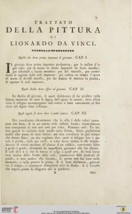 Trattato della pittura di Lionardo da Vinci