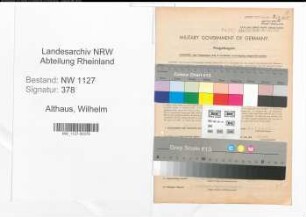 Entnazifizierung Wilhelm Althaus , geb. 21.12.1890 (Polizist)