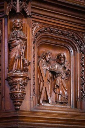 Frankreich. Haute Normandie. Seine Maritime. Envermeu. Kirche Notre Dame du Petit Caux. Kanzel. Detail