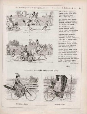 "Der Sonntagsreiter in Verlegenheit" "Die praktische Radfahrerin"