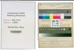 Entnazifizierung Hans Spickschen , geb. 22.04.1900 (Kaufm.Angest.)