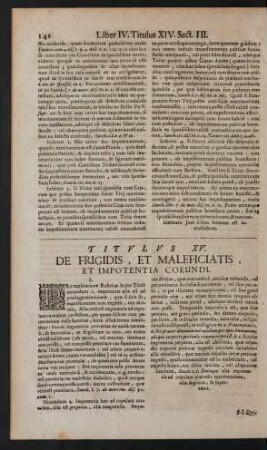 Titulus XV. De Frigidis, Et Maleficiatis, Et Impotentia Coeundi
