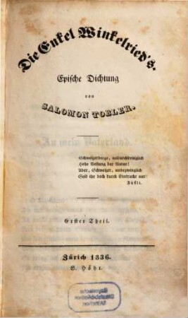 Die Enkel Winkelried's : epische Dichtung, 1