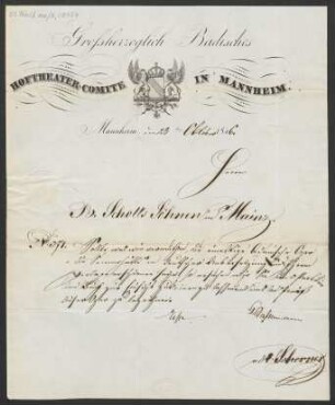 Brief an B. Schott's Söhne : 28.10.1846
