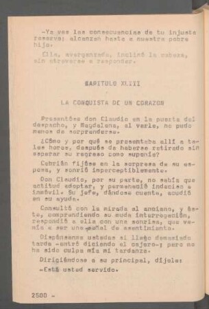 Capítulo XLIII - La conquista de un corazón