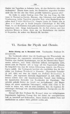 VI. Section für Physik und Chemie