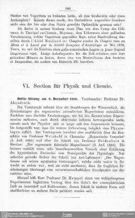 VI. Section für Physik und Chemie