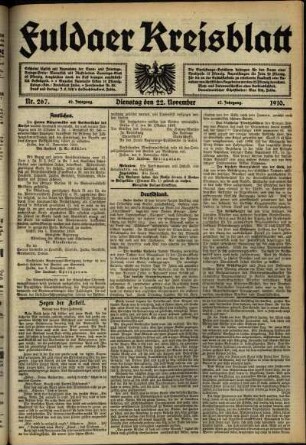 Ausgabe vom Dienstag, den 22. November 1910.
