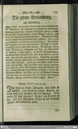 Die zehnte Betrachtung am Dienstage