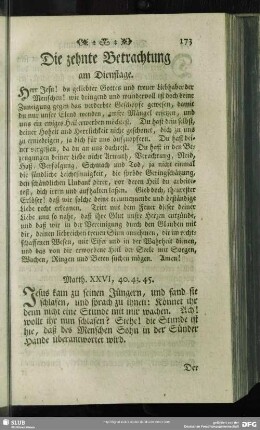 Die zehnte Betrachtung am Dienstage