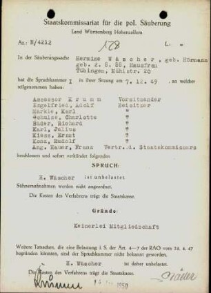 Wäscher, Hermine, geb. Hörmann