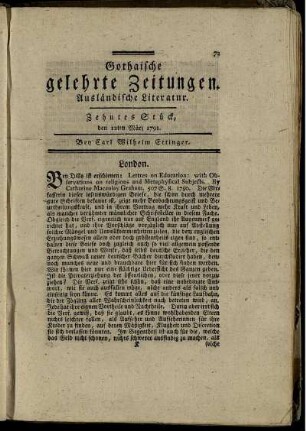 Zehntes Stück, den 12ten März 1791.