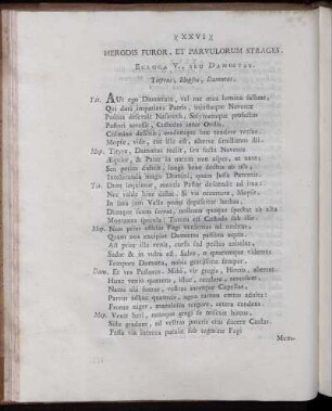 Herodis Furor, et Parvulorum Strages. Ecloga V., seu Damoetas