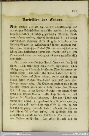 Varietäten des Tabaks