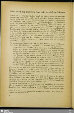 Die Ansiedlung deutscher Bauern in slawischen Gebieten