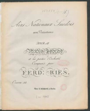 Airs Nationaux Suedois avec Variations : Pour Le Piano-Forte et les parties d'Orchestre ; Oeuvre 52.