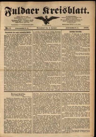 Ausgabe vom Samstag, den 03. Januar 1903.