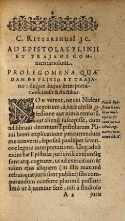 Cunradi Rittershusii JC. Liber Commentarius In Epistolas Plinii & Trajani. Cui Accessit Commentarius Franc. Balduini in Plinii consultationem & Trajani rescriptum De Christianis : Cum Indice Rerum [et] verborum memorabilium