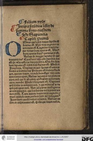 Incipit liber secundus liber de summo bono eiusdem.